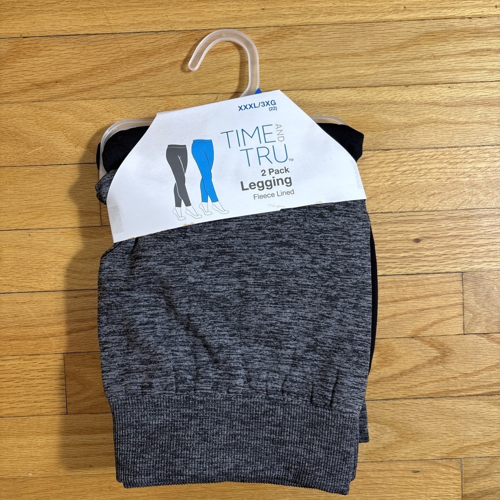 New Time‎ And True Women's 3X(22) 2-Pack Leggings Gray/Black Fleece Lined